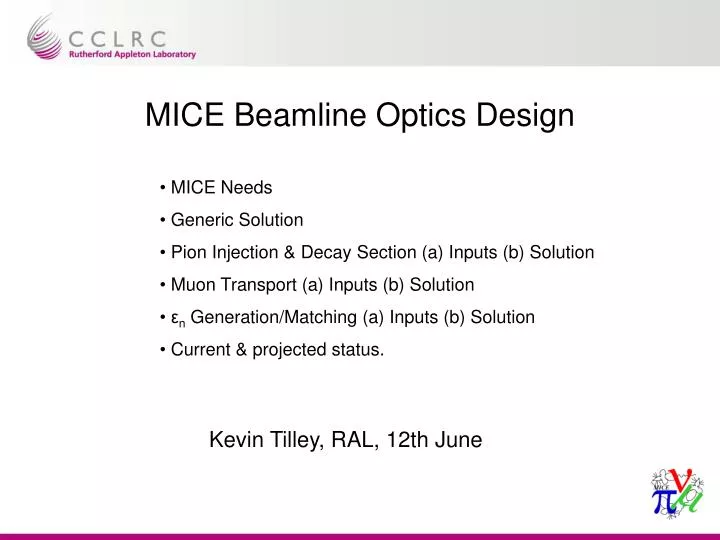 mice beamline optics design
