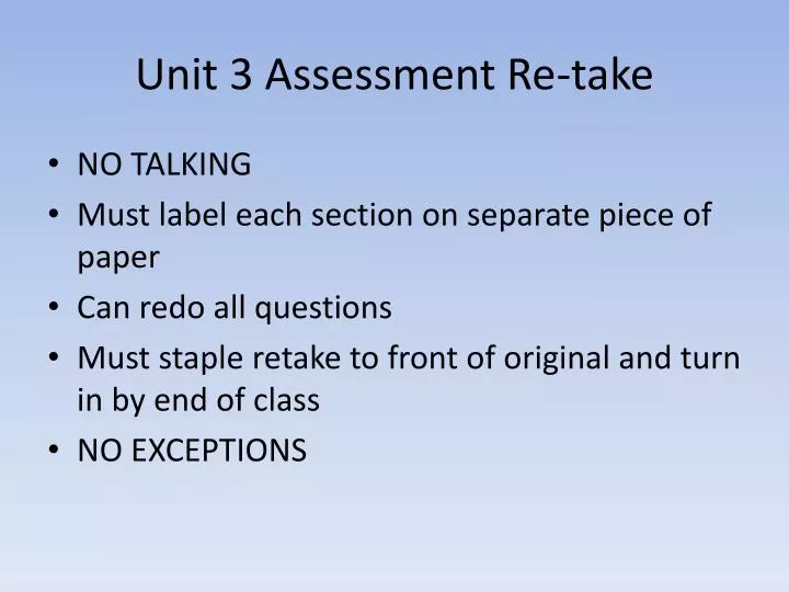 unit 3 assessment re take