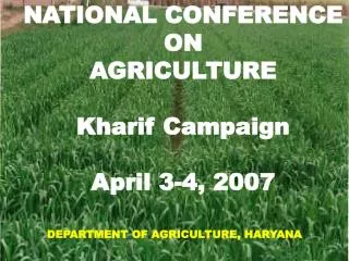NATIONAL CONFERENCE ON AGRICULTURE Kharif Campaign April 3-4, 2007