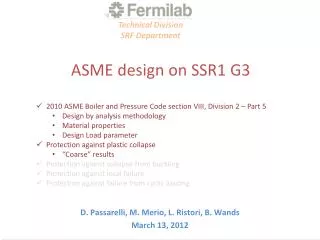 ASME design on SSR1 G3