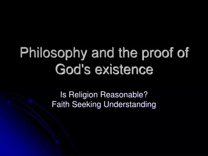 philosophy and the proof of god s existence