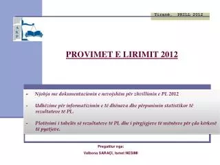 PROVIMET E LIRIMIT 2012