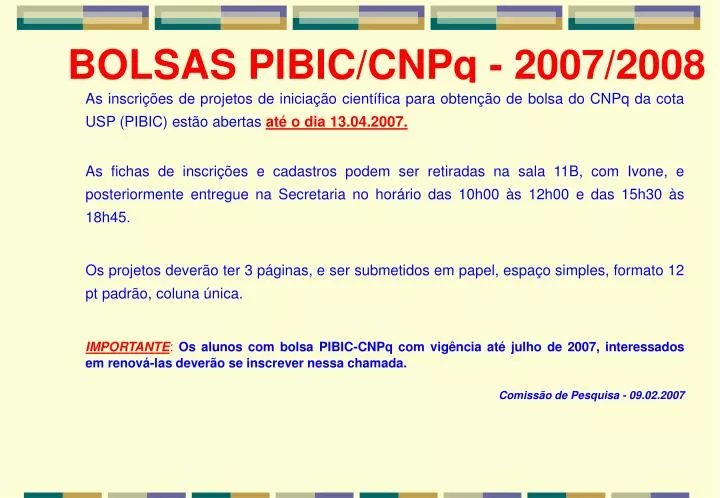 bolsas pibic cnpq 2007 2008