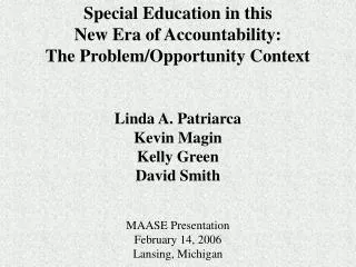 Special Education in this New Era of Accountability: The Problem/Opportunity Context