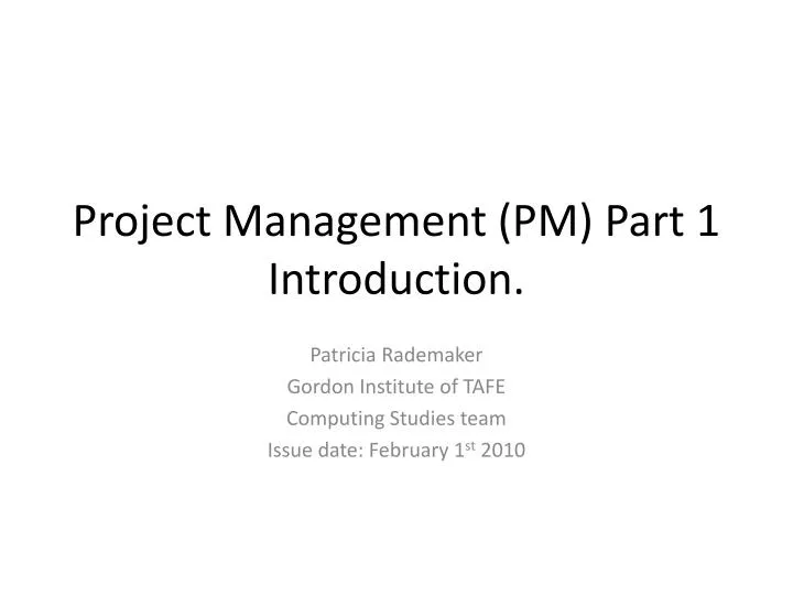project management pm part 1 introduction