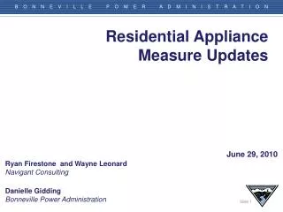 Residential Appliance Measure Updates