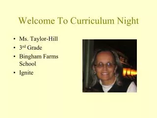 Welcome To Curriculum Night
