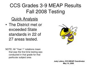 CCS Grades 3-9 MEAP Results Fall 2008 Testing