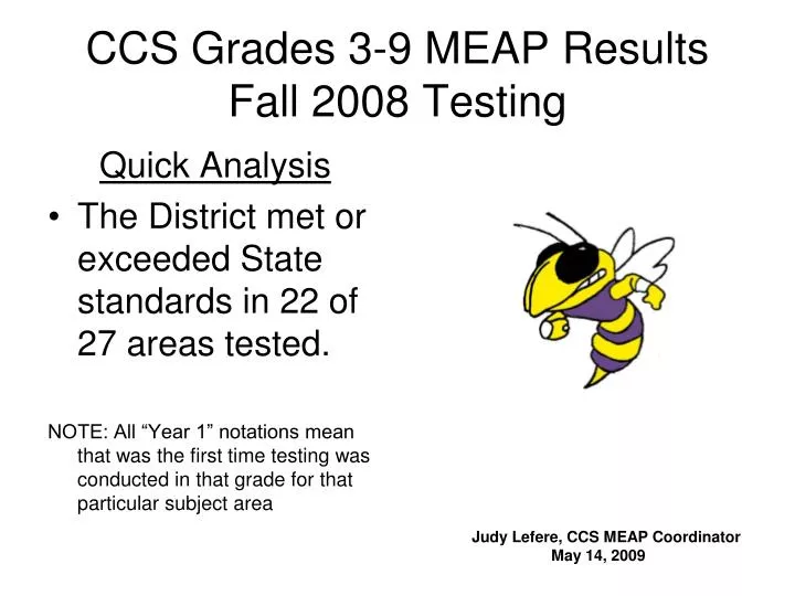ccs grades 3 9 meap results fall 2008 testing