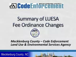 Summary of LUESA Fee Ordinance Changes