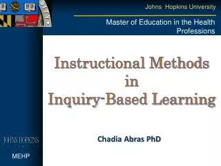 Instructional Methods in Inquiry-Based Learning