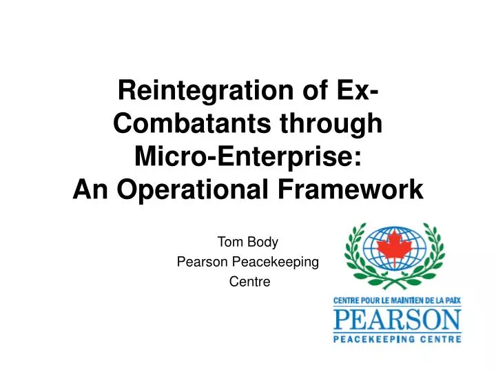 reintegration of ex combatants through micro enterprise an operational framework