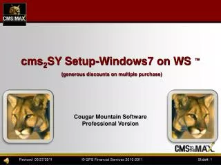 cms 2 SY Setup-Windows7 on WS ™ (generous discounts on multiple purchase)