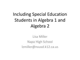 Including Special Education Students in Algebra 1 and Algebra 2
