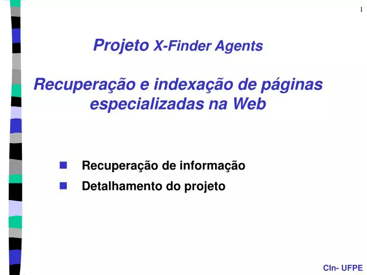 projeto x finder agents recupera o e indexa o de p ginas especializadas na web