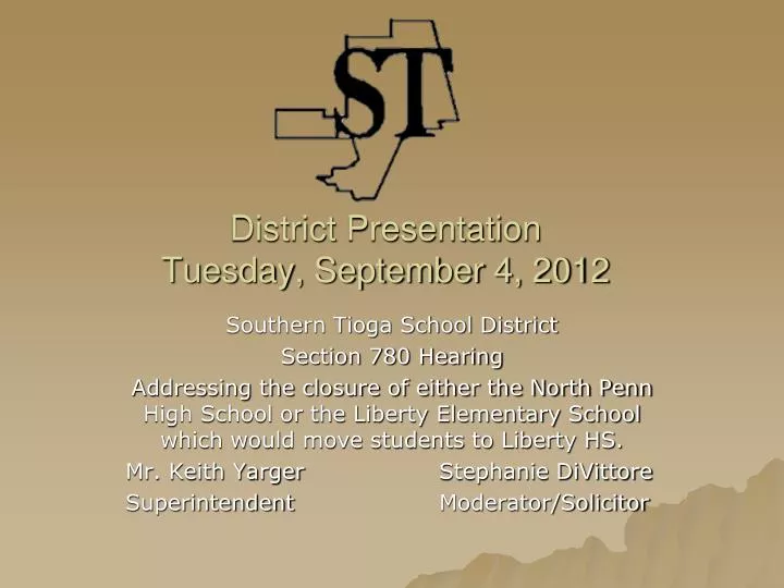 district presentation tuesday september 4 2012