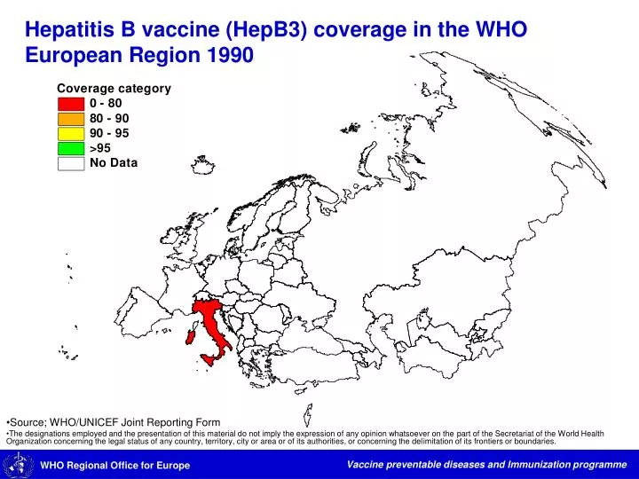 hepatitis b vaccine hepb3 coverage in the who european region 1990