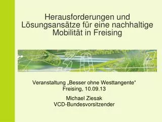 Herausforderungen und Lösungsansätze für eine nachhaltige Mobilität in Freising