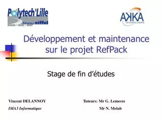 Développement et maintenance sur le projet RefPack