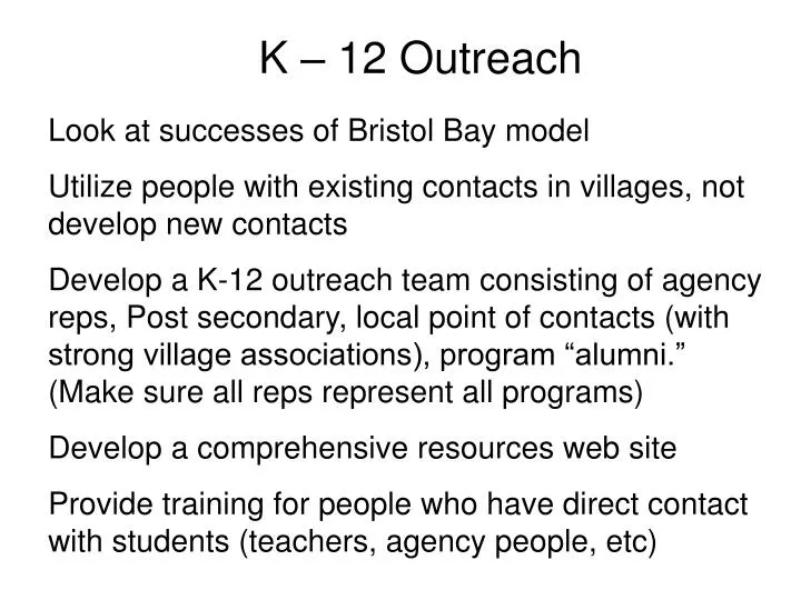 k 12 outreach