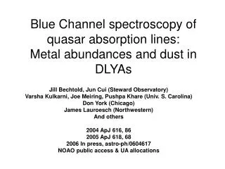 Blue Channel spectroscopy of quasar absorption lines: Metal abundances and dust in DLYAs