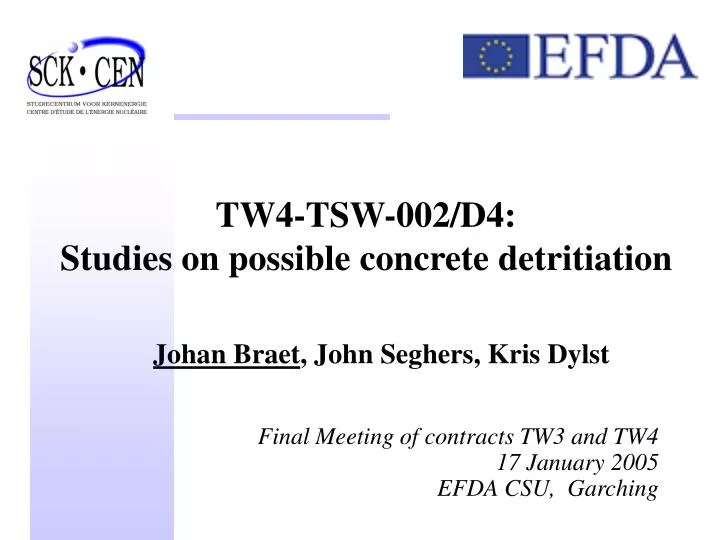 tw4 tsw 002 d4 studies on possible concrete detritiation
