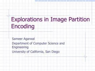 Explorations in Image Partition Encoding