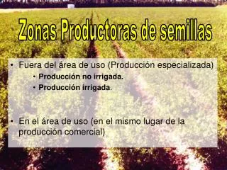 Fuera del área de uso (Producción especializada) Producción no irrigada. Producción irrigada .