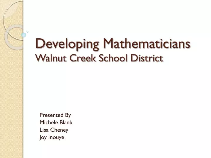 developing mathematicians walnut creek school district