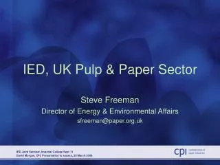 IED, UK Pulp &amp; Paper Sector