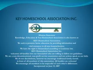 KEY HOMESCHOOL ASSOCIATION INC.