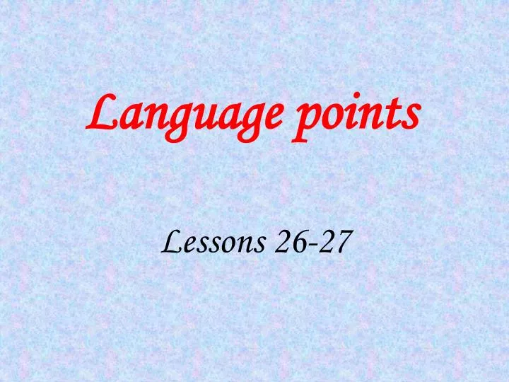 language points