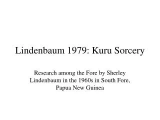 Lindenbaum 1979: Kuru Sorcery