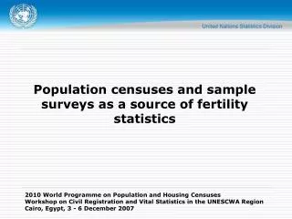 Population censuses and sample surveys as a source of fertility statistics