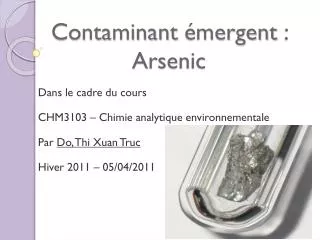 Contaminant émergent : Arsenic