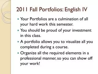 2011 Fall Portfolios: English IV
