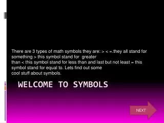 Welcome to symbols