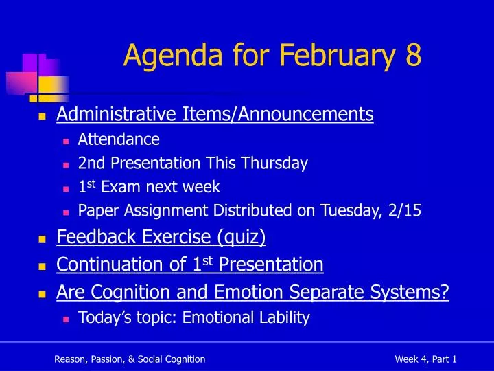 agenda for february 8