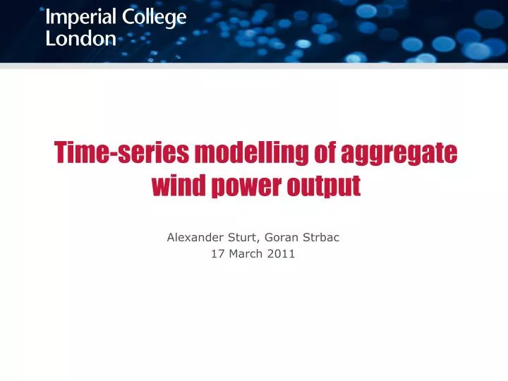 time series modelling of aggregate wind power output