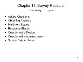 Chapter 11: Survey Research Summary page 343