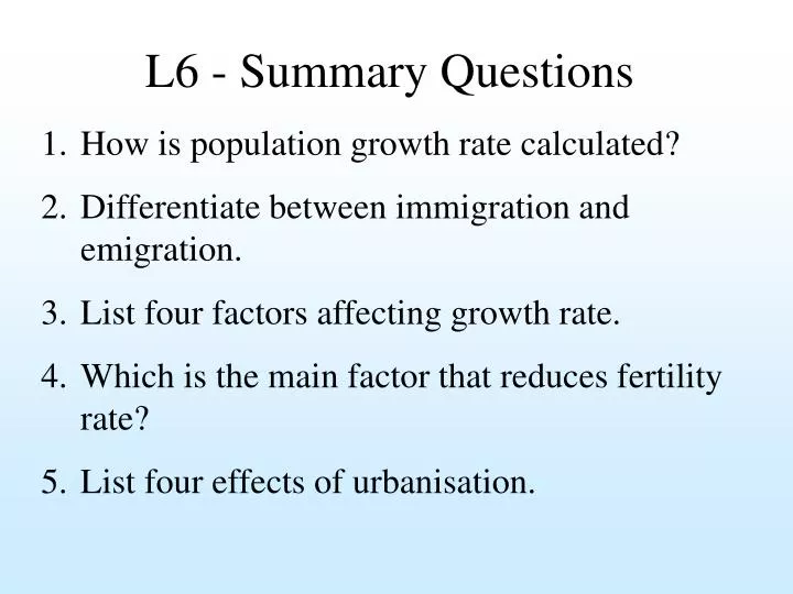 l6 summary questions