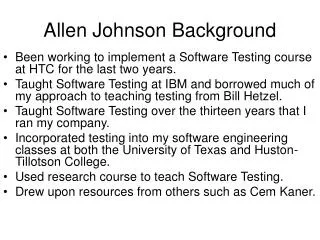 Allen Johnson Background