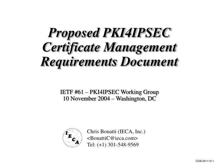 proposed pki4ipsec certificate management requirements document