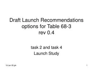 Draft Launch Recommendations options for Table 68-3 rev 0.4