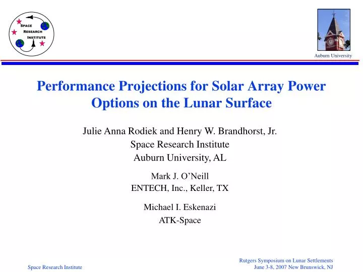 performance projections for solar array power options on the lunar surface