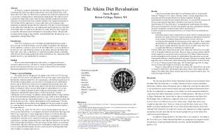 The Atkins Diet Revaluation Anne Rogers Beloit College, Beloit, WI
