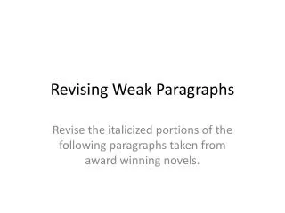 Revising Weak Paragraphs