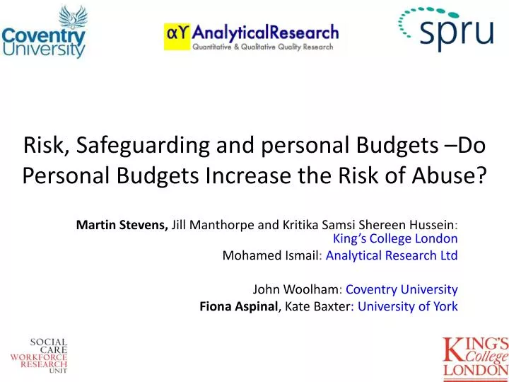 risk safeguarding and personal budgets do personal budgets increase the risk of abuse