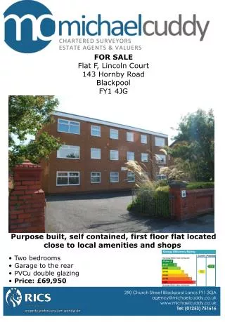 FOR SALE Flat F, Lincoln Court 143 Hornby Road Blackpool FY1 4JG