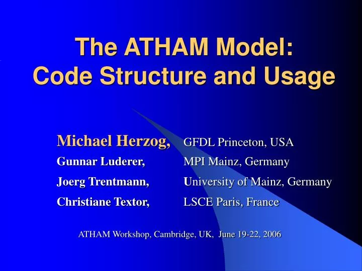 the atham model code structure and usage